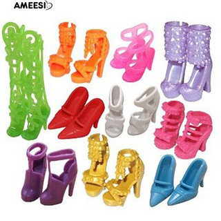 Ameesi รองเท้าแบบต่างๆ สำหรับตุ๊กตาบาร์บี้ 10 คู่