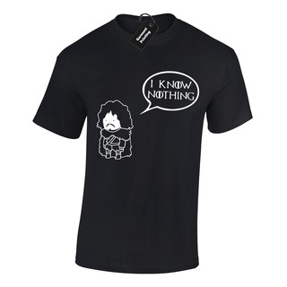 T-shirt เสื้อยืด ผ้าฝ้าย พิมพ์ลาย I Know Nothing Game Of Jon Snow Thrones สําหรับผู้ชาย S-5XL