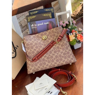 🎊💖🌇🚜@2,150.-📍(ลดพิเศษ 7 %) 💯 🛒🛒Big Discount 2022🛒🛒COACH WILLOW SHOULDER BAG IN SIGNATURE CANVAS