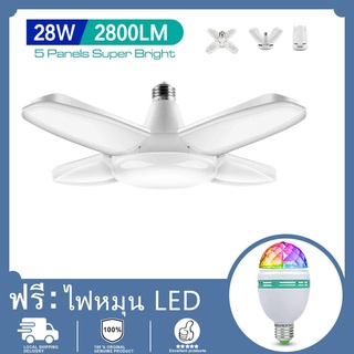 ฟรีไฟเทค7สี หลอดไฟ LED หลอดไฟทรงใบพัด ไฟหมุนหลากสี โคมไฟในห้องนอน  พับเก็บได้ ปรับมุมโคมไฟได้ จัดส่งภายใน 24 ชั่วโมง