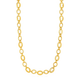 สร้อยคอทองคำแท้ 14k ลายห่วงโซ่ Shiny and Textured Oval Link Necklace in 14k Yellow Gold(พรีออเดอร์ pre-order ทัก chat)