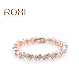 ﻿ROXI สร้อยข้อมือ Rose gold สายลายตัวอักษร S ประดับด้วยคริสตัล CZ สร้างความโดดเด่นไม่ให้ดูเรียบเกินไป รุ่น : 2060004745