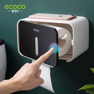 ECOCO กล่องใส่กระดาษทิชชู่ ที่ใส่ทิชชู่ ที่แขวนทิชชู่ 4 in 1 พร้อมที่วางของ พร้อมช่องวางมือถือ พร้อมลิ้นชัก ไม่ต้องเจาะ