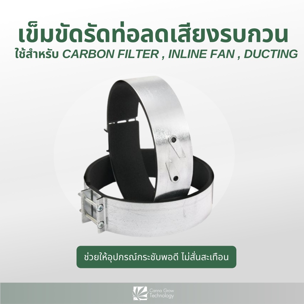 เข็มขัดรัดท่อลดเสียงรบกวน ใช้สำหรับ carbon filter , inline fan , ducting