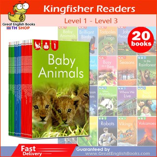 พร้อมส่ง ชุดหนังสือความรู้รอบตัวสำหรับเด็กภาษาอังกฤษ UK Kingfisher reader level 1-3 , 20 books.