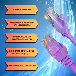 สายแลน XLL Network Cable CAT6 indoor UTP สีม่วง เข้าหัวสำเร็จรูป ความยาว 2 เมตร ถึง 10 เมตร