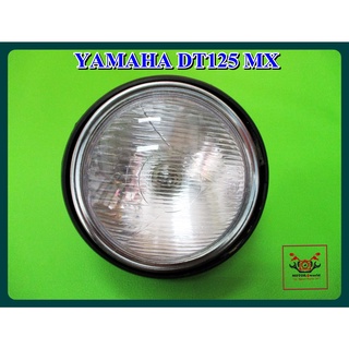 YAMAHA DT125MX HEADLIGHT HEADLAMP with "BLACK" CASE (16.5 cm.)  // ไฟหน้า จานฉาย พร้อมหน้ากาก สีดำ