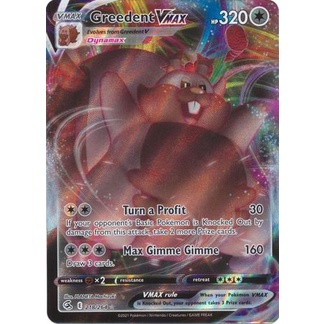 การ์ดโปเกมอน TCG Greedent VMax SS Fusion Strike 218/264 Full Art