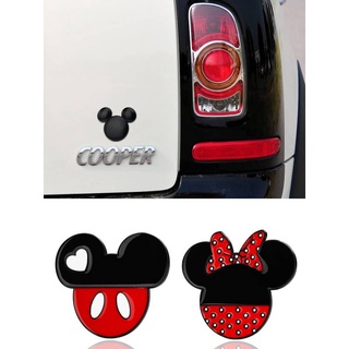 BMW Mini Car Sticker Rear Car Badge 3D Mickey Creative Personalized and Cute Metal Car Logo Scratch Cover Auto department store supplies