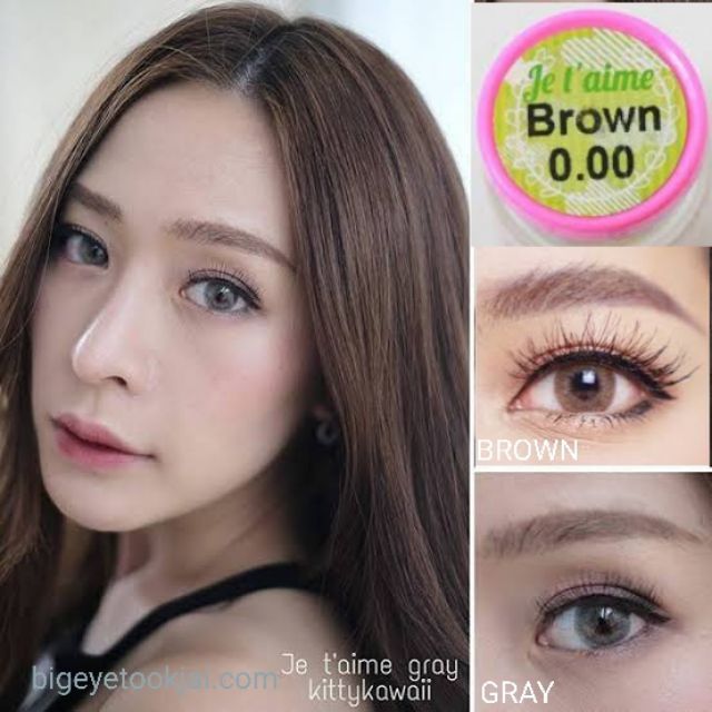 💖 Kitty kawaii ๑ mini Jetaime 14.2 ( Kwanusa Usamanee ) สายตา -00 ถึง -1000 brown gray Contactlens บ