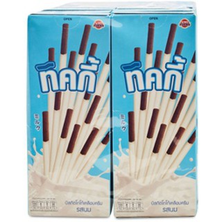 ทิคกี้ บิสกิตรสโกโก้เคลือบครีมรสนม บรรจุ 22กรัม ยกแพ็ค 12ซอง TICKY STICK COCOA BISCUIT COATED MILK CREAM