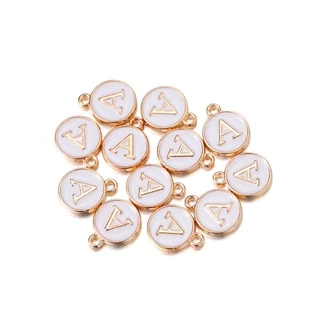 St.kunkka 1-5 ชิ้น จี้ตัวอักษรสีขาว 12 มม. สําหรับทําเครื่องประดับ สร้อยคอ สร้อยข้อมือ DIY