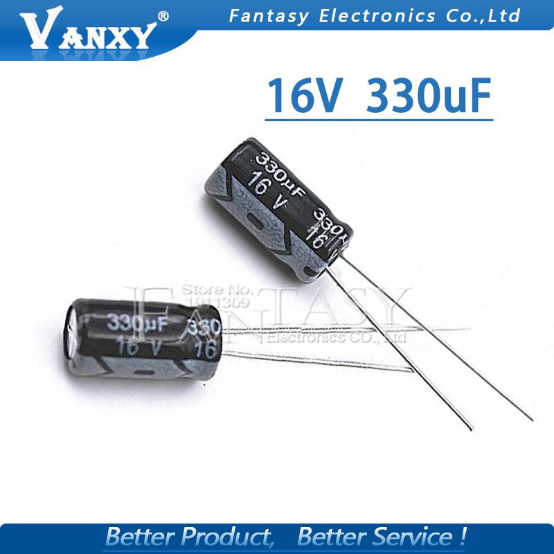 ตัวเก็บประจุไฟฟ้า 16 v 330 uf 6x12 มม 330 uz 16 v 6 . 3x12 50 ชิ้น