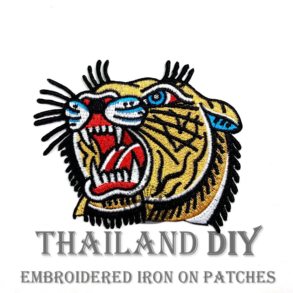 🐯 ตัวรีดติดเสื้อ งานปัก ลาย เสือ หัวเสือ ลายสัตว์ เท่ๆ Tiger Head Patch WOP DIY ตัวรีด อาร์มติดเสื้อ