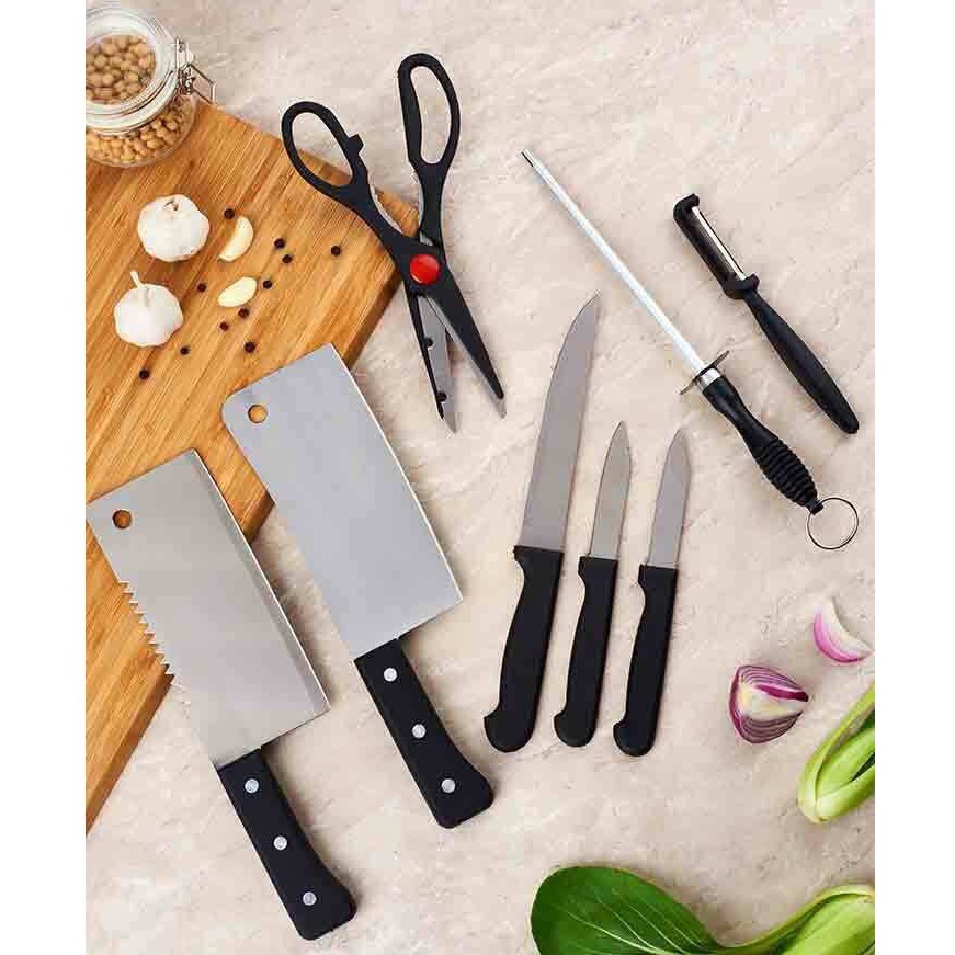 [โค้ด PA8C98 ลด15% ลูกค้าใหม่ 1 บาท] ชุดมีดและอุปกรณ์ทำครัว 8 ชิ้น Grand Home KItchen Knife Set