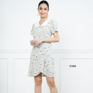 AMILA Dress AM-D1064 โคโม่ปริ้นท์ แขนสั้น IGPU22-12