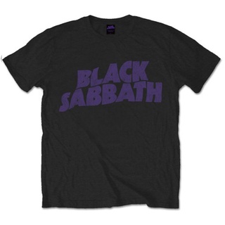 เสื้อยืด ผ้าฝ้าย พิมพ์ลายโลโก้ Sabbath Wavy Heavy Metal Rock สีดํา สําหรับผู้ชาย PJgbja64CGmejp14สามารถปรับแต่งได้