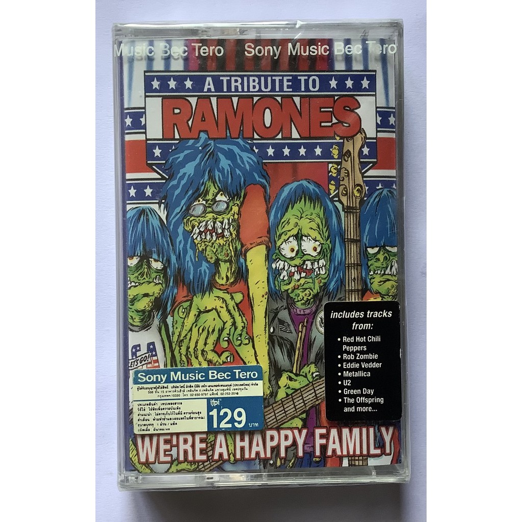 Cassette Tape เทปคาสเซ็ตเพลง We're A Happy Family-A Tribute To Ramones ลิขสิทธิ์ ซีล U2 Metallica Gr