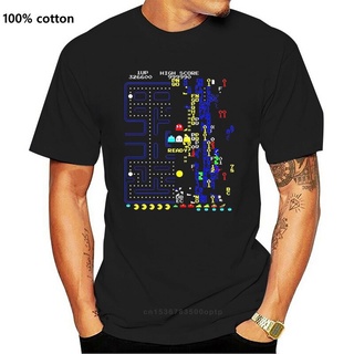 เสื้อยืดผ้าฝ้ายพิมพ์ลายแฟชั่น ขายดี เสื้อยืดคลาสสิก พิมพ์ลาย Pacman Killscreen Pacman arcade game 80 retro สีดํา CDfkjn1