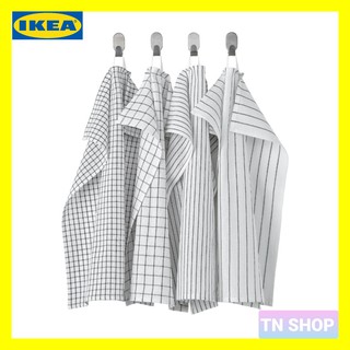 ผ้าเช็ดจาน,IKEA , RINNIG รินนิก ขาว/เทาเข้ม/มีลาย 45x60 ซม./4 ชิ้น