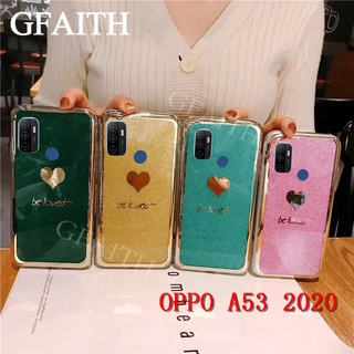 New Style เคส OPPO A53 A33 2020 Case Bling Gold Glitter Be Loved Silicone Fashion Couple Phone Cover Softcase Casing เคสโทรศัพท์