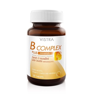 Vistra B-Complex Plus Minerals B Complex วิสทร้า บีคอมเพล็กซ์ วิตามินบีรวม บำรุงสมอง ขนาด 30 เม็ด 11474