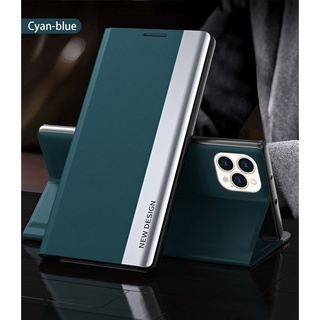 Fashion Contrast Colors PU Leather Casing iPhone 13 Pro Max Magnetic Flip Cover  iPhone13 Mini Full Protection Stand Case