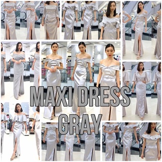 UPDATE STOCK 130ct MAXIDRESS SILVER GRAY S M L XL 2XL.3XL เดรสสั้น เดรสราตรี เดรสไปงาน เดรสออกงาน เดรสแดง เดรสเทา เดรสช