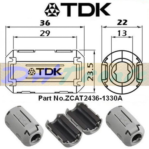 แม่เหล็ก TDK ZCAT 2436 1330A Ferrite Spark Plug สาย 11-14 มม.การใช้ Saver แม่เหล็ก 2436-1330A Ferrit