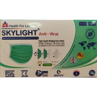 🎖️Skylightของแท้100%🎖️หน้ากากอนามัย 4 ชั้น Anti - Virus มีกรองทางการแพทย์ 50 ชิ้น