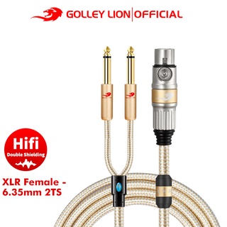 Golley LION Hifi XLR สายเคเบิลแยกเสียง 3 Pin XLR ตัวเมีย เป็นแจ็คคู่ 6.35 มม. 1/4 นิ้ว สําหรับเครื่องขยายเสียงมิกเซอร์