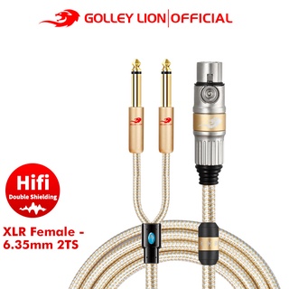 Golley LION Hifi XLR สายเคเบิลแยกเสียง 3 Pin XLR ตัวเมีย เป็นแจ็คคู่ 6.35 มม. 1/4 นิ้ว สําหรับเครื่องขยายเสียงมิกเซอร์