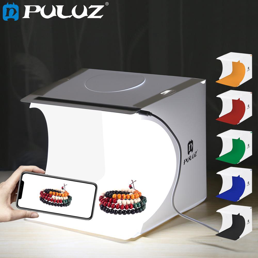 PULUZ 20 * 20 ซมกล่องสตูดิโอซอฟท์กระจาย Lightbox ด้วยไฟ LED ถ่ายภาพ 8 มินิพับพื้นหลังสตูดิโอถ่ายกล่อง