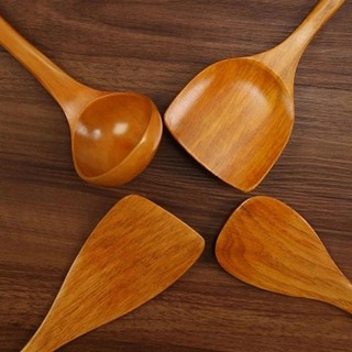4PCS/Set Wooden Kitchen Utensil Wooden Rice Soup Spoon Kitchenwares sandok set for non stick pan