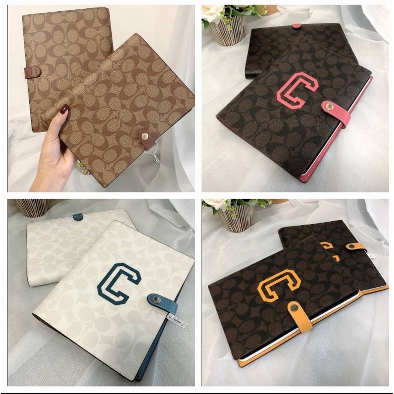แท้ พร้อมส่งCOACH F67143 NOTEBOOK IN SIGNATURE CANVAS สมุดปกหนังลาย ...