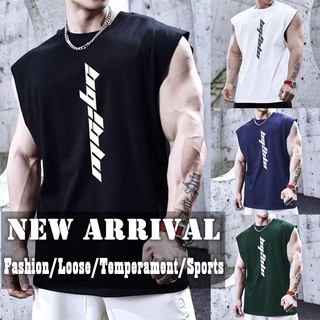 พร้อมสต็อกผู้ชาย เสื้อกล้ามแขนกุดแห้งเร็วยืดหยุ่นเสื้อกล้ามก…