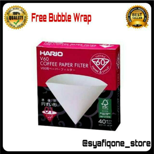 HARIO PAPER FILTER V60 DRIPPER 01 40 แผ่น VCF-01-40W (COFFEE FILTER)