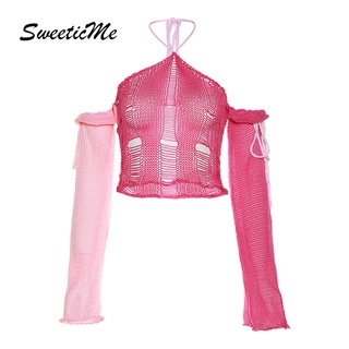 Sweeticme ใหม่ เสื้อกล้ามลําลอง แขนยาว ผ้าถัก ทรงสลิมฟิต สีพื้น เซ็กซี่ แฟชั่นสําหรับสตรี 2022