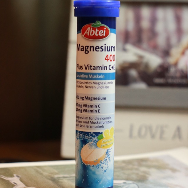 Magnesium 400 mg Plus Vitamin C+E วิตามินเม็ดฟู่ละลายน้ำ ยี่ห้อ Abtei จาก Germany