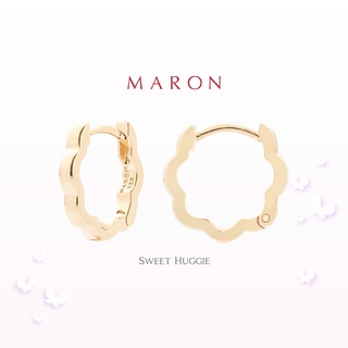 MARON - Happy Lining Sweet Huggie Earring งินแท้925 ชุบ Beige Gold