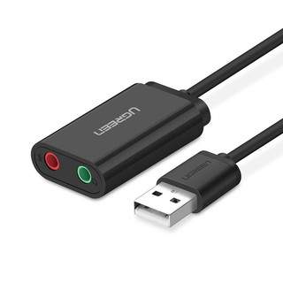 CABLE (สายยูเอสบีออดิโอ) UGREEN USB 2.0 TO EXTERNAL SOUND ADAPTER 0.3 METER รับประกันนาน 2 ปี