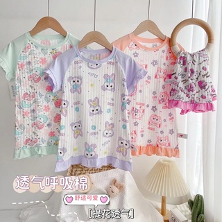 2022 summer wear girls western style comfortable nightdress girls thin breathable home wear baby cartoon cute air-conditioned clothes