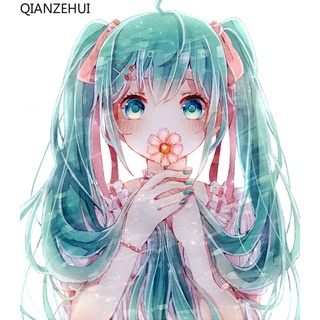 ภาพวาดปักครอสสติตช์คริสตัล รูปเด็กผู้หญิงตัวเล็ก Hatsune Miku สําหรับตกแต่งบ้าน DIY