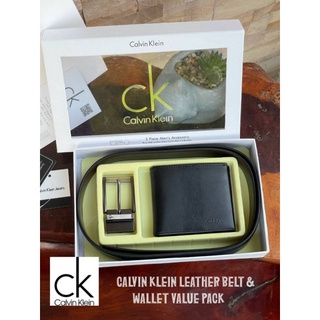 🎊💖🌇🚜@1,070.-📍(ลดพิเศษ 7 %) 💯 🛒🛒Big Discount 2022🛒🛒CALVIN KLEIN LEATHER BELT &amp; WALLET VALUE PACK