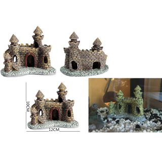 ปราสาท ปลาใต้น้ำ สำหรับตกแต่งตู้ปลา หรือกระถาง ต้นไม้  Aquarium Resin Castle Fish  size 10x20 cm สวยงาม