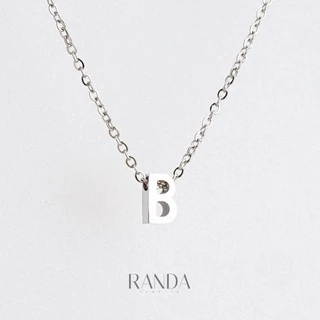 Randa สร้อยคอตัวอักษร สีเงิน ตัวพิมพ์ใหญ่ A-M สแตนเลส เลือกความยาว DIY มินิมอล ไม่ลอกไม่ดำ ลงทะเล โดนน้ำหอมได้