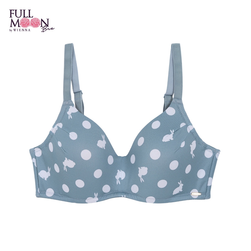 WIENNA FULL MOON BRA NB45402 บรารู้ใจสาว บราไซซ์ใหญ่ บราคัพใหญ่ ไร้โครง ลายพิมพ์กระต่าย สีน้ำเงิน สีเทา