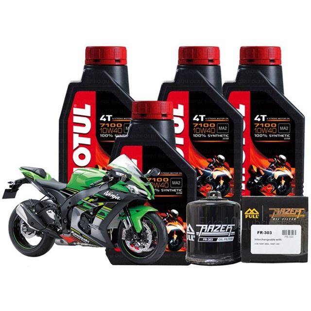 Z800, Z900, Z1000,ZX-10R FR-303 FULL MOTO ชุดถ่ายน้ำมันเครื่อง MOTUL 7100 100% SYNTHETIC 4T [10W40]