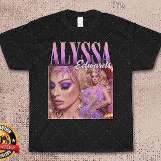 แขนสั้นcrew neckเสื้อยืด พิมพ์ลาย Alyssa Edwards Rap 90S สไตล์ฮิปฮอป เรโทร วินเทจS-XXXXL