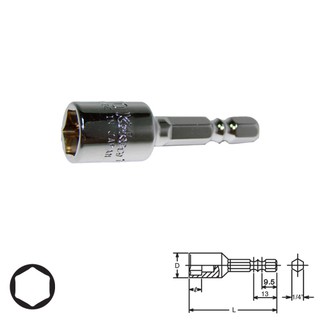 KOKEN 115NCW(115W-ZN)-50-3/8 บ๊อกซ์แกนหกเหลี่ยมพร้อมแม่เหล็ก ยาว 50x3/8"แกนไขควงลม 1/4"